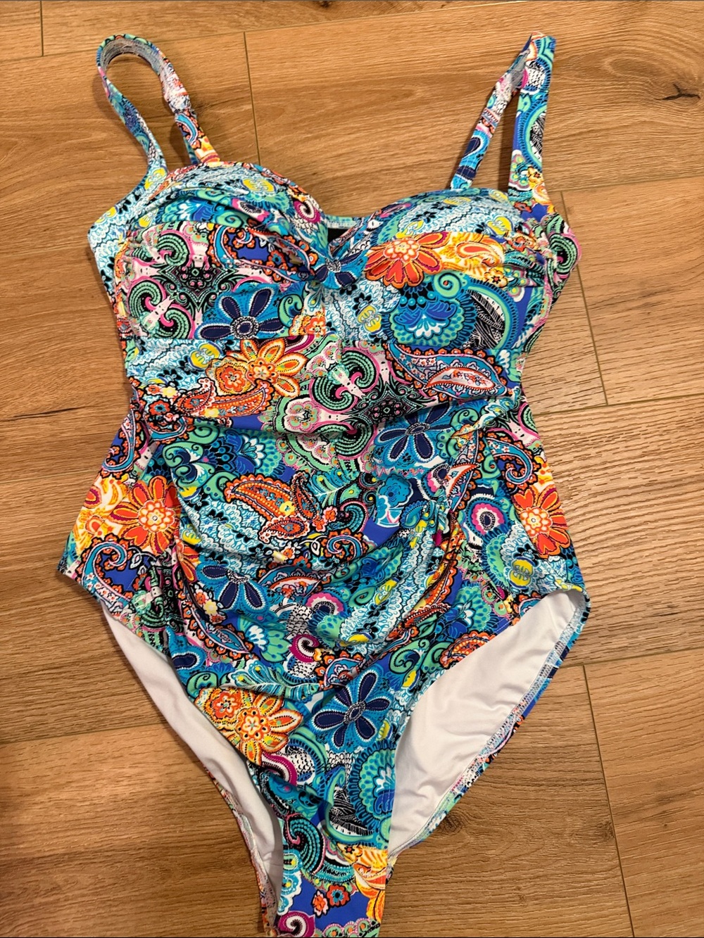 Niptuck Swimsuit Joanne Multi Color Blue Paisley Size 10